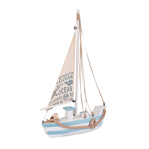 LSXUE 1 PC Barco de navegación de Madera con LED Decoración Estilo navegando Modelo artesanía decoración de la habitación Familiar (Color : White, Size : 21.5x5x32.5cm)