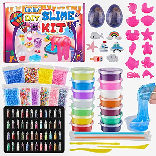 Luclay DIY Slime Kit - Crystal Slime para Manualidades Niños, Kit de Slime para Hacer Juego Slime Regalos para Niños