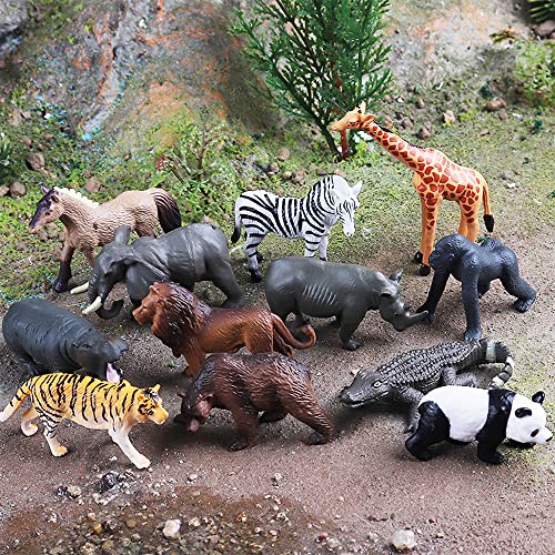LUFEIS Animales de Juguete, 24pcs Juguetes Animales, Juguetes Animales De Mini Selva, Figuras de Animales de Plástico, Animales Miniatura, Juguetes educativos Regalo para decoración