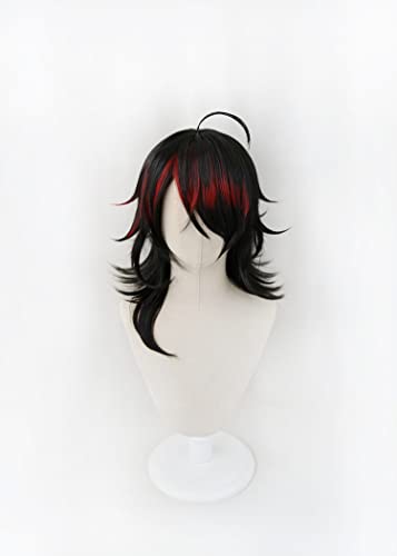 LZTLAGO largo negro degradado rojo para VTuber Hololive Vox Akuma Cosplay peluca pelo sintético resistente al calor Unisex adulto gorro de peluca gratis