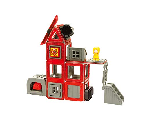 Magformers Fire Engine And Rescue Vehicle Set. Firefighters Magnetic Building Blocks Toy. Makes Over 50 Different Emergency Vehicles And Buildings. STEM Magnetic Tiles Toy For Children Aged Over 3.