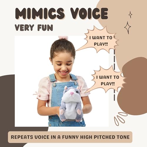 MAGIC SELECT Peluche Interactivo de Hamster Que Repite lo Que Dices y se Mueve. Hamster Parlante con Movimiento para Niños y Bebés para Aprender a Hablar. Funciona a Pilas (no Incluidas).