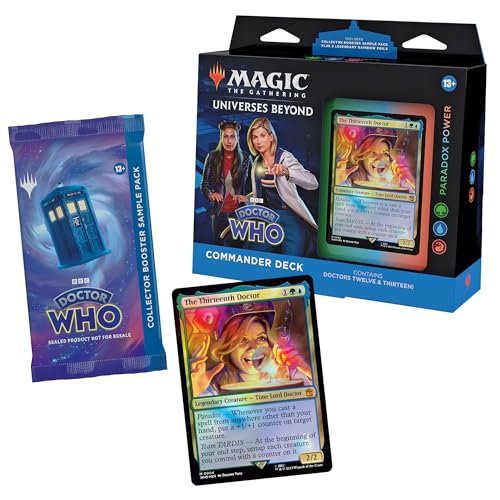 Magic The Gathering Mazo de Commander de Doctor Who, Paradox Power (mazo de 100 Cartas, sobre de coleccionista con 2 Cartas de Muestra + Accesorios) (Versión en Inglés)