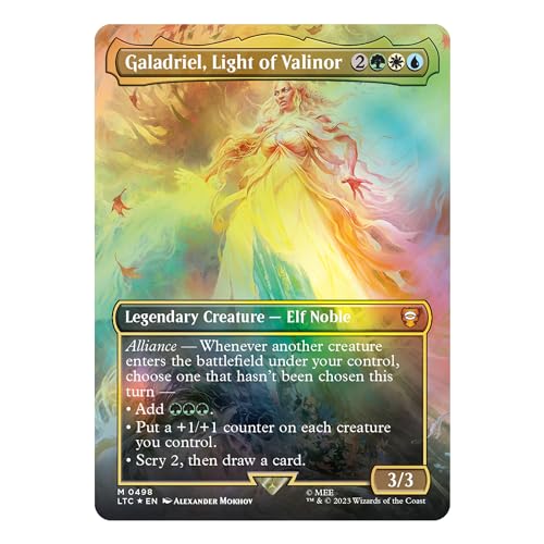 Magic: The Gathering The Lord of the Rings: Tales of Middle-earth Scene Box - The Might of Galadriel (6 Scene Cards, 6 Art Cards, 3 Set Boosters + Display Easel)
