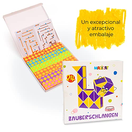 Magicat Juego de 24 Piezas Puzzle Serpiente Mágica I Serpiente Rubik Juguete de Rompecabezas para Niños I Regalos cumpleaños para Invitados Colegio, Relleno de piñata