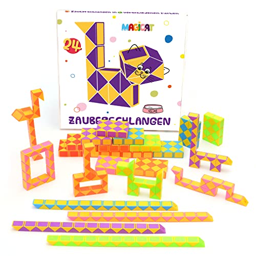 Magicat Juego de 24 Piezas Puzzle Serpiente Mágica I Serpiente Rubik Juguete de Rompecabezas para Niños I Regalos cumpleaños para Invitados Colegio, Relleno de piñata