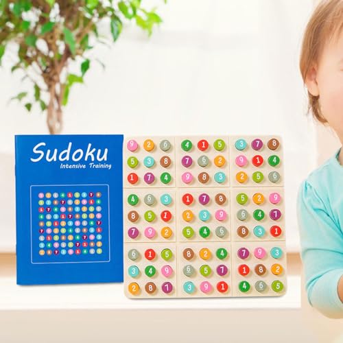MagiDeal Rompecabezas de Madera de Sudoku, Juguete de Sudoku de matemáticas, Juego de Pensamiento numérico, Juego de Sudoku, clasificación de Colores de