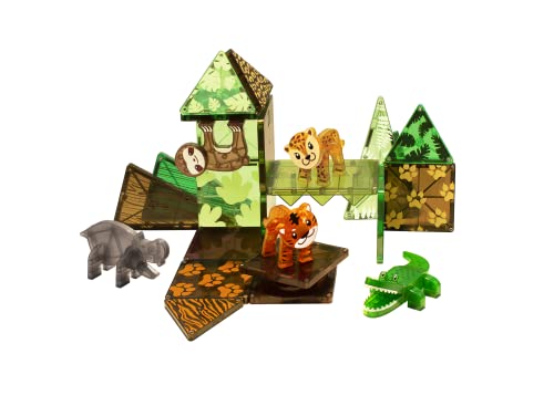 Magna-Tiles Jungle Animals 25 Piece Set, The Original Magnetic Building Tiles For Creative Open-Ended Play, Educational Toys For Children Ages 3 Years + (25 Pieces)