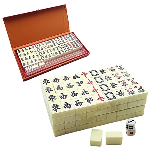 Mahjong Antique, 144 Mahjong, Disfraz Mahjong, Chino Portátil Antique Mahjong Juego con Mahjong Box Games Juegos Familia, Viajes Diversión