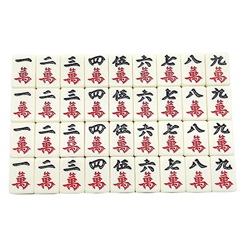 Mahjong Chino, 144 Mini fichas grabadas en Blanco numeradas para reuniones Familiares,Mahjongg Majiang Completo con Estuche Viaje para Estilo Chino Ocio Familiar