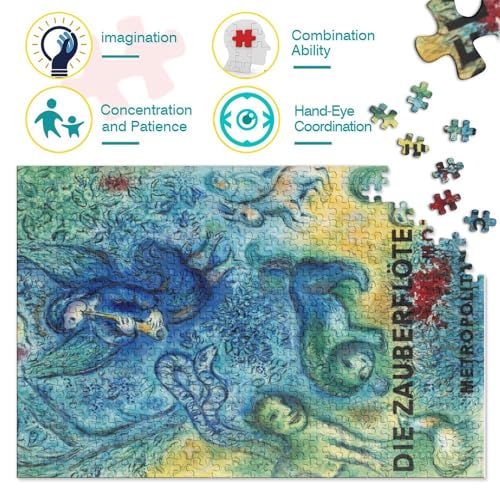 Marc Chagall Puzzle, Pintura al óleo Dibujos, Pinturas Mundialmente Famosas Puzzle De 500 Piezas para Adolescente, Arte Rompecabezas, Reunión Familiar Juguete 500pcs