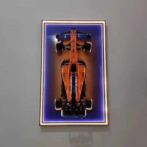 Marco de Tablero de Exhibición para Lego Technic 42141 McLaren Formula 1,Kit de construcción Coche de Carreras Decor deTablero de Regalos para los Amantes de Lego,con luz LED D