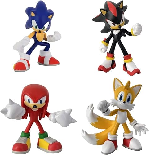 Marukatsu Figuras Sonic Comansi - Set de 4 Figuras Que inluye: Sonic, Shadow, Knuckles y Tales - Sin PVC Jugar y coleccionar