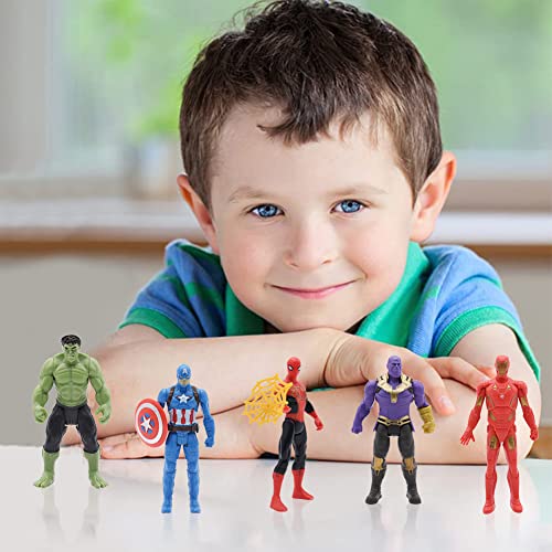 Marvel Avengers Figura De Acción, Popular Anime Modelo,Hulk, Thor, Iron Man,Spider y Capitán América Set de 5 Figuras Muñeca Coleccionable Juguetedecoración