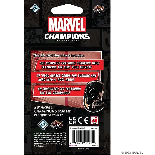 Marvel Champions The Card Game Deadpool EXPANDED Hero Pack - Juego de estrategia de superhéroes, juego cooperativo para niños y adultos, a partir de 14 años, 1-4 jugadores, tiempo de juego de 45 a 90