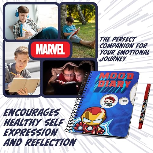 Marvel Diario para Chicos Avengers - Agenda de Emociones con Pegatinas, Cuaderno y Bolígrafo - Set Material Escolar - Regalos Navidad