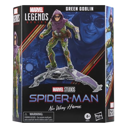 Marvel Legends Series Green Goblin, Spider-Man: No Way Home Deluxe - Figuras de acción de 6 pulgadas, 6 accesorios, figura de acción Spider-Man