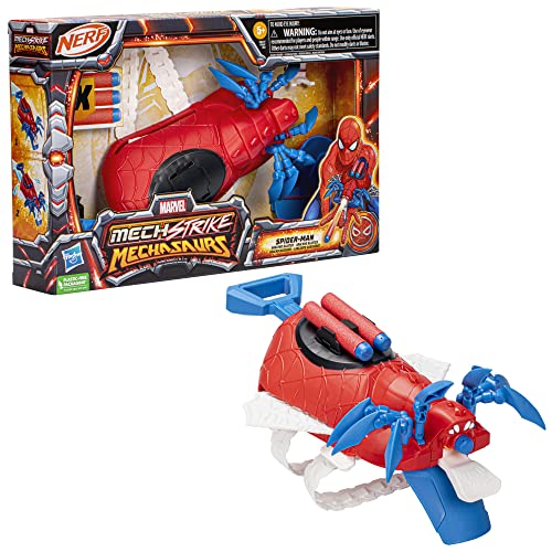Marvel Mech Strike Mechasaurs Spider-Man Arachno Blaster Nerf Blaster con 3 Dardos
