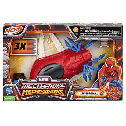 Marvel Mech Strike Mechasaurs Spider-Man Arachno Blaster Nerf Blaster con 3 Dardos