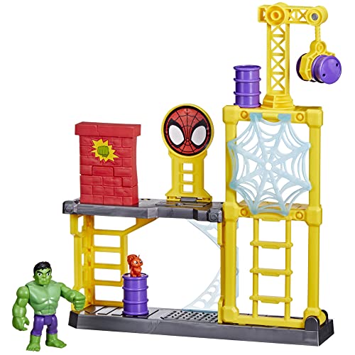 Marvel Spidey and His Amazing Friends - Parque de Juegos de Hulk - Set de Juego de Hulk con Torre para derribar y Pared para Romper - Juguetes de superhéroes