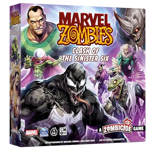 Marvel Zombies: A Zombicide Game - Clash of The Sinister Six - Heroes vs. Villanos en un Apocalipsis Zombie! Juego de estrategia cooperativa, a partir de 14 años, 1-6 jugadores, tiempo de juego de 90