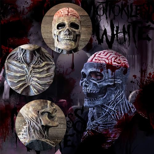 Máscara de calavera de Halloween, máscara de esqueleto 3D de cabeza completa con mandíbula móvil, disfraz de fiesta, casco de látex realista, casco de esqueleto, máscara de cráneo zombi, máscara de