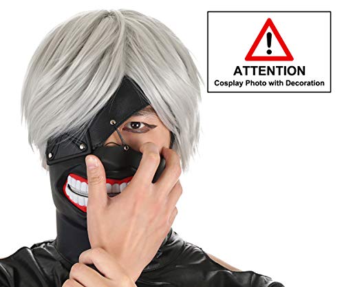 Máscara de Goma de Ken Kaneki para los Fans de Tokyo Ghoul | con Parche para los Ojos de Cuero PU