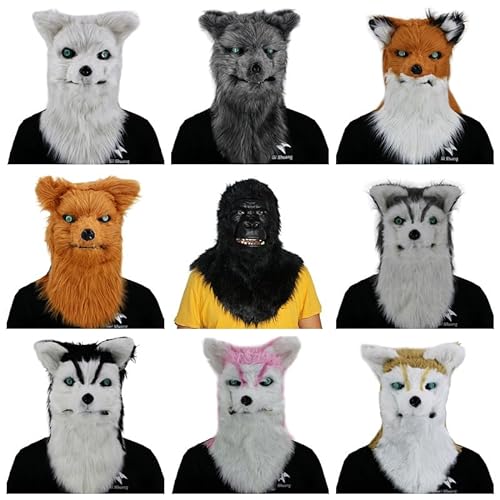 Máscara de Halloween de animal peludo divertida de bestia para cosplay, máscaras, parodia, accesorios difíciles (lobo salvaje sangriento)