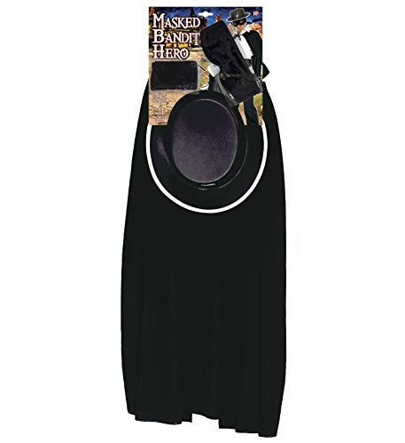 "MASKED BANDIT HERO" dress-up set (cape, hat, eyemask, waist sash) -