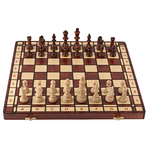 Master of Chess Jupiter 42 cm Juego de ajedrez de Madera único en su Clase Piezas ponderadas y Tablero de ajedrez Grande para niños para Adultos
