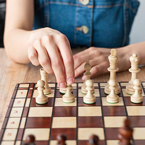 Master of Chess Jupiter 42 cm Juego de ajedrez de Madera único en su Clase Piezas ponderadas y Tablero de ajedrez Grande para niños para Adultos