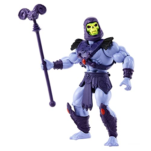 Masters of the Universe Origins Skeletor Figura de acción con accesorios (espada y cetro), juguete +4 años (Mattel HDR97)