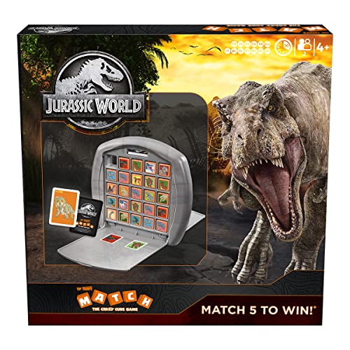 Match Parque Jurasico - Juego de Mesa para Niños de Top Trumps – Conecta en Línea a 5 de tus Dinosauritos Favoritos de Jurassic World, 1 unidad
