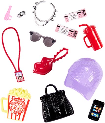 Mattel Barbie Fashions Accessories Range - FKR91 Theatre Evening with Hat, Popcorn, Drinking Cup, Smart Phone, Tickets, Jewellery -