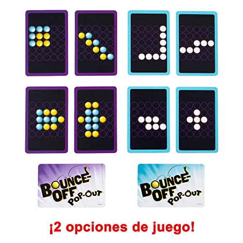 Mattel Games Bounce Off Pop-Out! El poder de las palabras Juego de mesa con 16 bolas y temporizador, +7 años (Mattel HKR53)