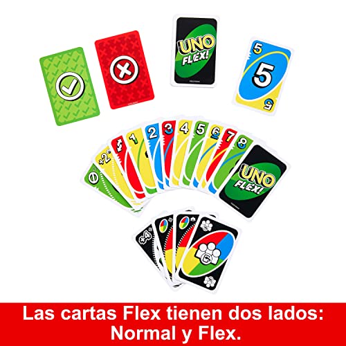 Mattel Games Juego de cartas UNO Flex Juego de mesa familiar, 2 a 8 jugadores, +7 años (Mattel HMY99)