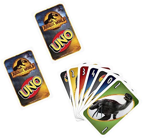 Mattel Games Juego de cartas UNO Jurassic World 3, juego de mesa para niños +7 años (Mattel GXD72)