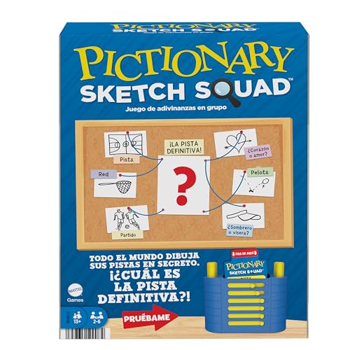 Mattel Games Pictionary Sketch Squad, juego de mesa cooperativo para dibujar y adivinar, +13 años, versión español (HTW86)