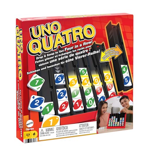Mattel Games UNO Quatro Juego de mesa cuatro en raya con fichas, +7 años (Mattel HPF82)