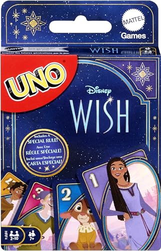 Mattel UNO - Juego de cartas de deseos de Disney para niños, adultos y familia con baraja y regla inspirado en la película