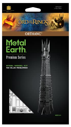 Metal Earth Puzzle 3D Torre Orthanc. Rompecabezas de Metal de El señor de los Anillos. Maquetas para Construir para Adultos Nivel Moderado de 4 x 3.5 x 22.3 CM