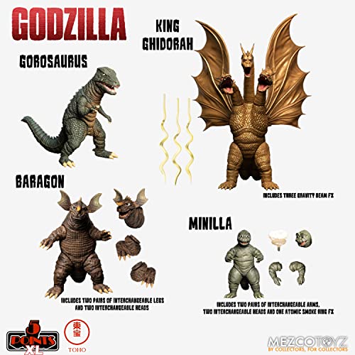 Mezco 5 Puntos XL Godzilla: Destroy All Monsters (1968) - Juego de 2 Cajas Redondas