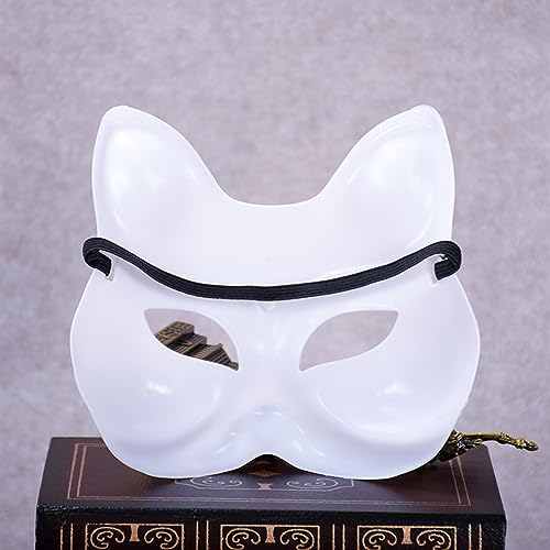 MFUOE Máscaras de gato de Halloween, máscaras en blanco, máscaras pintadas a mano para Halloween, máscara de diseño creativo gratis (3)