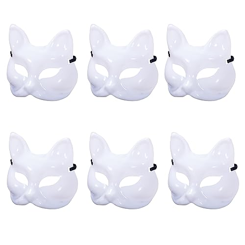MFUOE Máscaras de gato de Halloween, máscaras en blanco, máscaras pintadas a mano para Halloween, máscara de diseño creativo gratis (3)