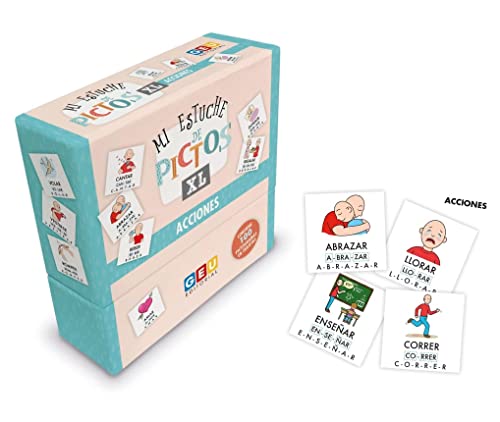 Mi Estuche de Pictos XL Acciones: 100 pictogramas en tarjetas plastificadas | Juego educativo para aprender Vocabulario de Acciones | Niños/as a ... (Flash Cards Vocabulario Visual)