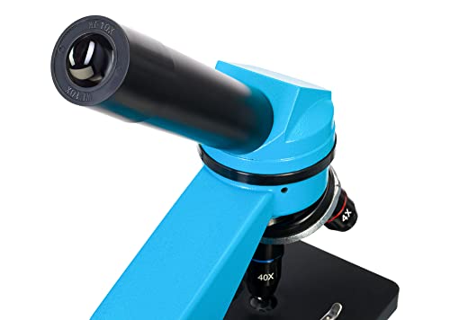 Microscopio Escolar Portátil Levenhuk Rainbow 2L Azure/Azul para Niños, con Kit de Experimentos, Iluminación Superior e Inferior por LED para Observar Toda Clase de Muestras