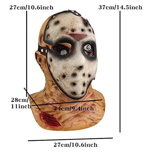MIELE KOHLER Jason Máscara de espeluznante Voorhees hockey sobre hielo rojos cara zombi Halloween Kills máscara doble capa Escary Movie látex disfraz Props (doble capa)