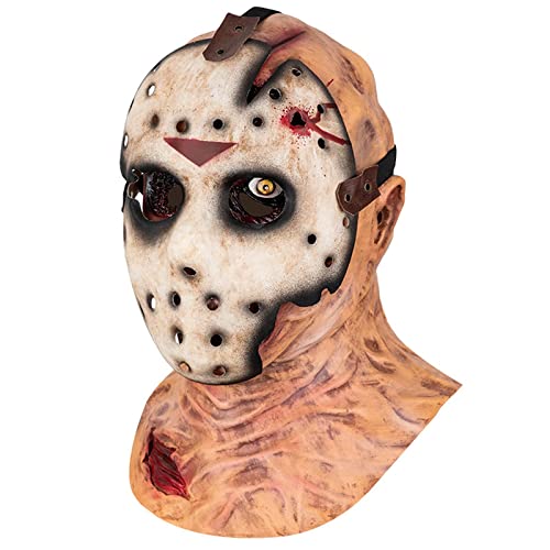 MIELE KOHLER Jason Máscara de espeluznante Voorhees hockey sobre hielo rojos cara zombi Halloween Kills máscara doble capa Escary Movie látex disfraz Props (doble capa)