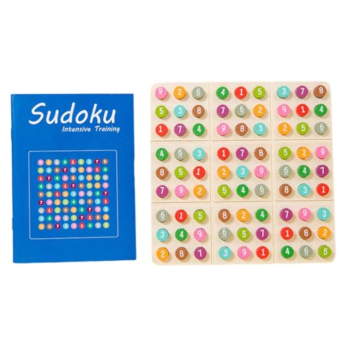 Milageto Rompecabezas de Sudoku de Madera, Juego de Sudoku de Juguete de Sudoku matemático, clasificación de Colores de Tablero para Habilidades sociales,
