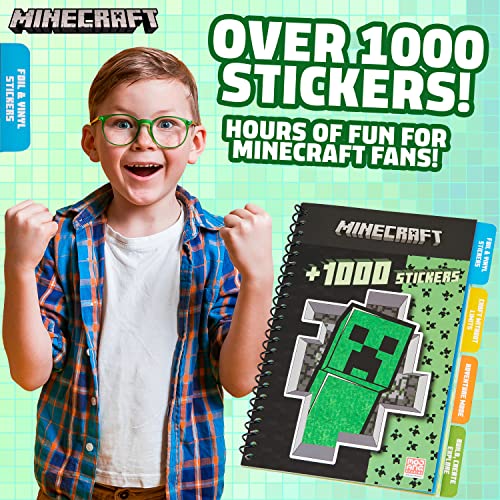 Minecraft Libro Pegatinas Infantiles 28 Hojas de Pegatinas - Más de 1000 Pegatinas Gamer para Coleccionistas Scrapbooking - Juguetes de Minecraft Merchandising - Pegatinas Minecraft